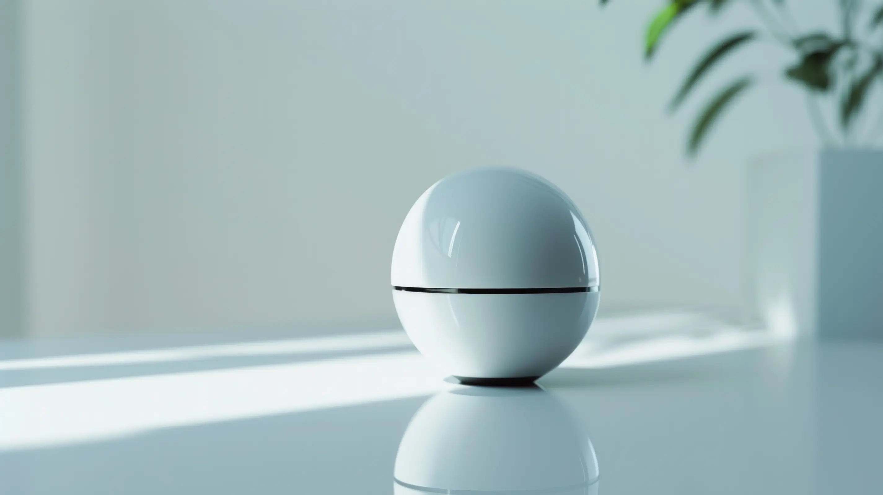 A white, spherical modern device.