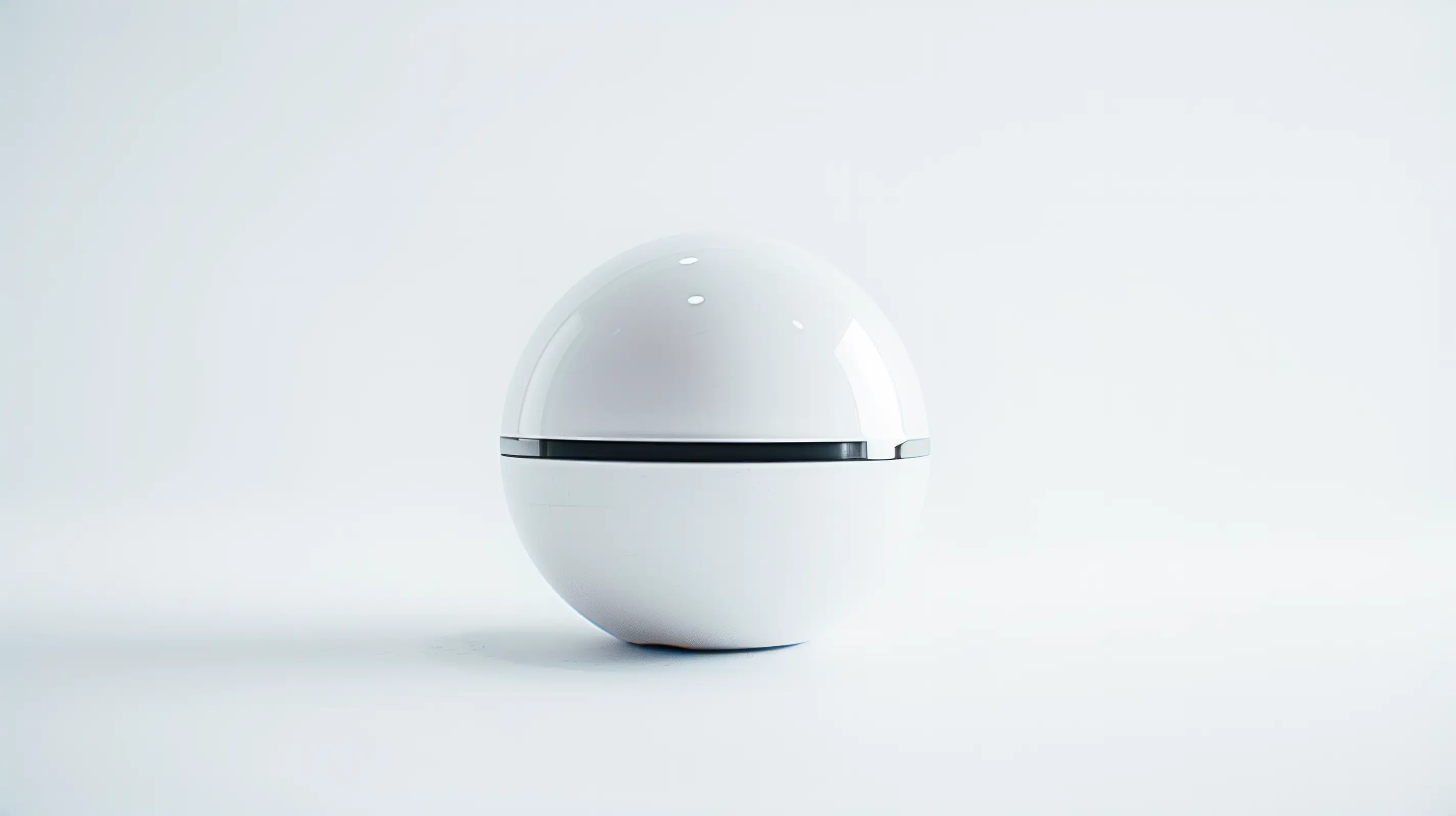 A white, spherical modern device